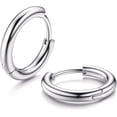 thumbnail image 1 of G23 Solid Titanium Hoop Earrings Implant Grade Hypollergenic Small Huggie Hoop Earrings Hinged Sleeper Cartilage Earrings for Women Men Silver Black 14K Gold Plated 8mm 10mm 12mm, 1 of 6