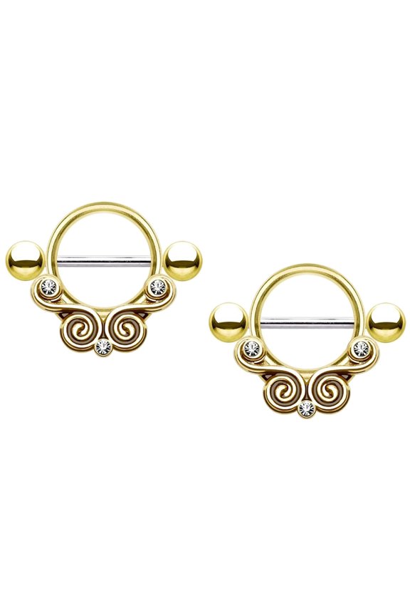 G23 Titanium 12mm Nipple Rings Barbells Bars 14G Bezel Set Crystal Front Facing CZ Nipplerings Piercing Women 1/2 Inch