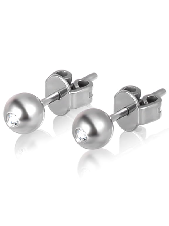G23 Titanium Ball Stud Earrings,Hypoallergenic CZ Stud Earring for Sensitive Ears for Women