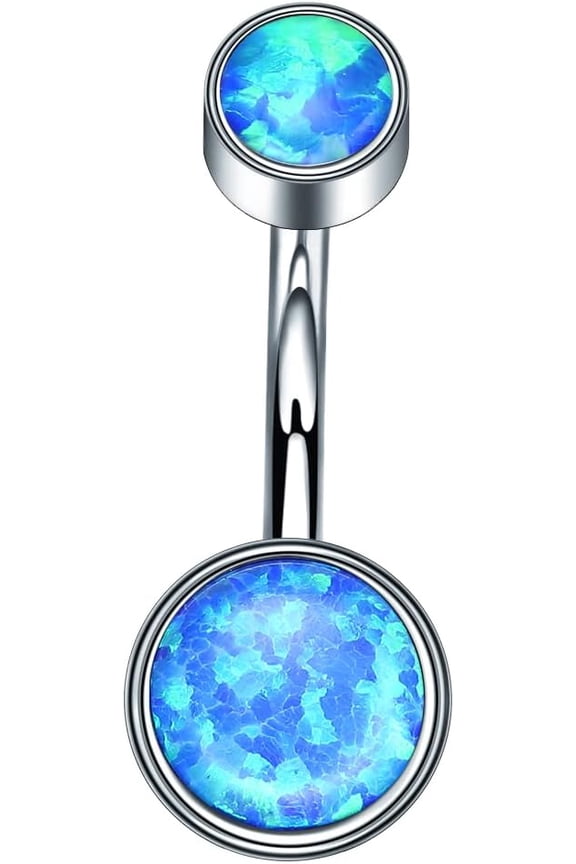 G23 Titanium Belly Button Rings Cubic Zircon Opal Hypoallergenic Threaded 14G Diamond Navel Body Piercing Jewelry Birthstone for Women