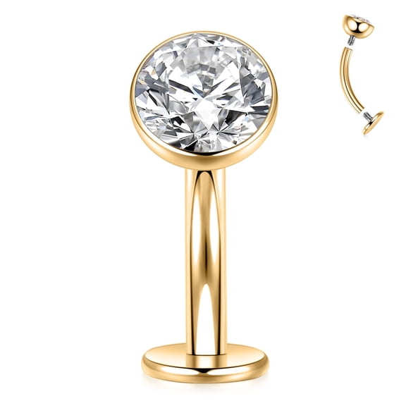G23 Titanium Disc Bottom Floating Belly Button Rings for Women - Curved Barbell Navel Rings, 14g Belly Piercing, 8/10/12/14mm
