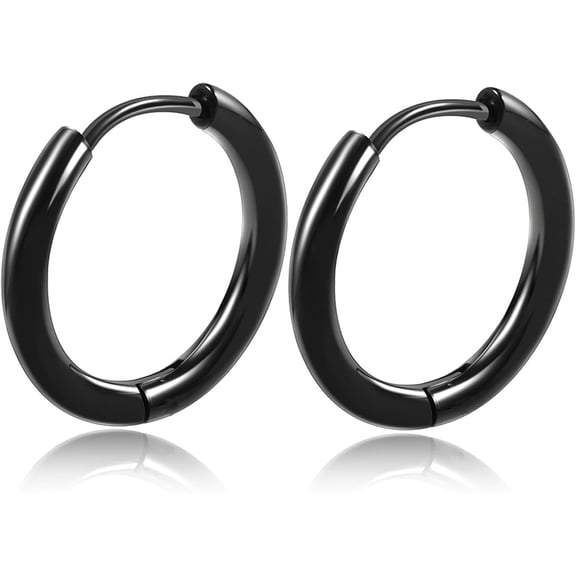 G23 Titanium Earrings, Women Hoop for Sensitive Ears, Huggie Hoop Earrings, Cartilage Helix Sleeper Lightweight Small Hoop Earring, Nickel Free Hypoallergenic Earring Silver/Gold/Rose Gold/Black