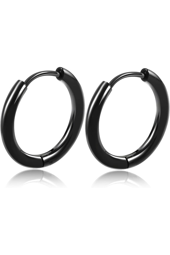 G23 Titanium Earrings, Women Hoop for Sensitive Ears, Huggie Hoop Earrings, Cartilage Helix Sleeper Lightweight Small Hoop Earring, Nickel Free Hypoallergenic Earring Silver/Gold/Rose Gold/Black