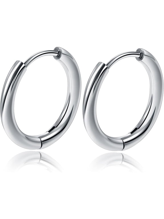 G23 Titanium Earrings, Women Hoop for Sensitive Ears, Huggie Hoop Earrings, Cartilage Helix Sleeper Lightweight Small Hoop Earring, Nickel Free Hypoallergenic Earring Silver/Gold/Rose Gold/Black