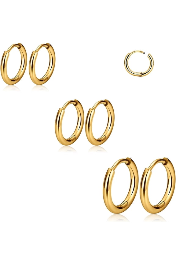 G23 Titanium Earrings, Women Hoop for Sensitive Ears, Huggie Hoop Earrings, Cartilage Helix Sleeper Lightweight Small Hoop Earring, Nickel Free Hypoallergenic Earring Silver/Gold/Rose Gold/Black