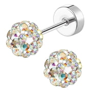 G23 Titanium Earrings for woman 14k Gold plated Hypoallergenic Flat Back Earrings for Sensitive Skin Cartilage 20G Screw Back Flower Stud Earrings for Women