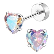 G23 Titanium Earrings for woman 14k Gold plated Hypoallergenic Flat Back Earrings for Sensitive Skin Cartilage 20G Screw Back Flower Stud Earrings for Women
