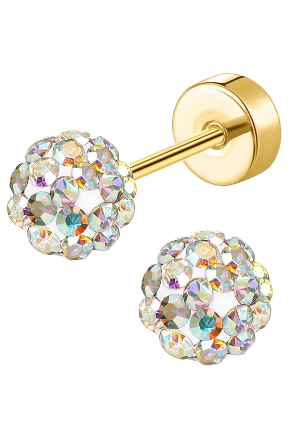 G23 Titanium Earrings for woman 14k Gold plated Hypoallergenic Flat Back Earrings for Sensitive Skin Cartilage 20G Screw Back Flower Stud Earrings for Women