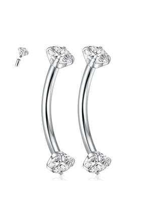 G23 Titanium Eyebrow Piercing Jewelry 16G Eyebrow Rings Curved Barbell Small Belly Ring Rook Daith Earrings Vertical Labret Lip Piercing 6mm-12mm