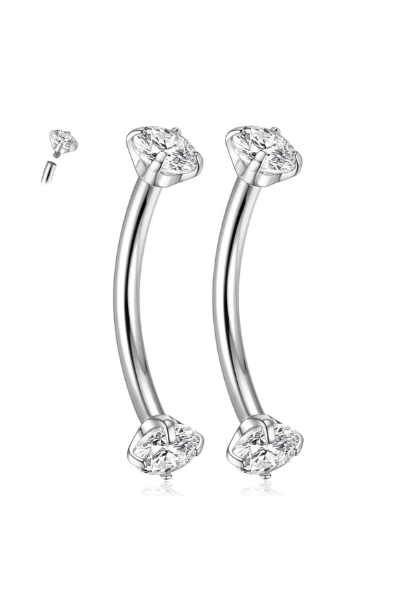 G23 Titanium Eyebrow Piercing Jewelry 16G Eyebrow Rings Curved Barbell Small Belly Ring Rook Daith Earrings Vertical Labret Lip Piercing 6mm-12mm
