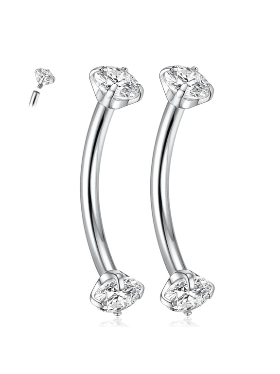 G23 Titanium Eyebrow Piercing Jewelry 16G Eyebrow Rings Curved Barbell Small Belly Ring Rook Daith Earrings Vertical Labret Lip Piercing 6mm-12mm