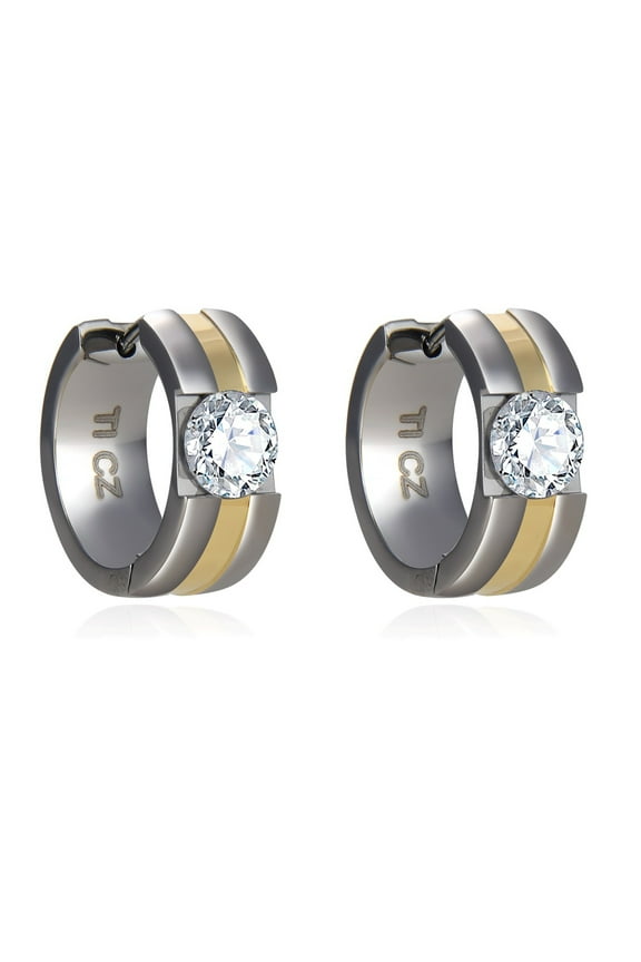 G23 Titanium Hoop Hinged Earrings for Sensitive Ears, Hypoallergenic CZ Huggies Earrings for Men and Women