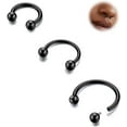 thumbnail image 1 of G23 Titanium Horseshoe Septum Rings - 2/3pcs Nose Rings Circular Barbell Spikes Septum Jewelry Nose Piercing Jewelry Conch Helix Rook Lip Cartilage Earring for Women Men Gold/Silver/Black, 1 of 12