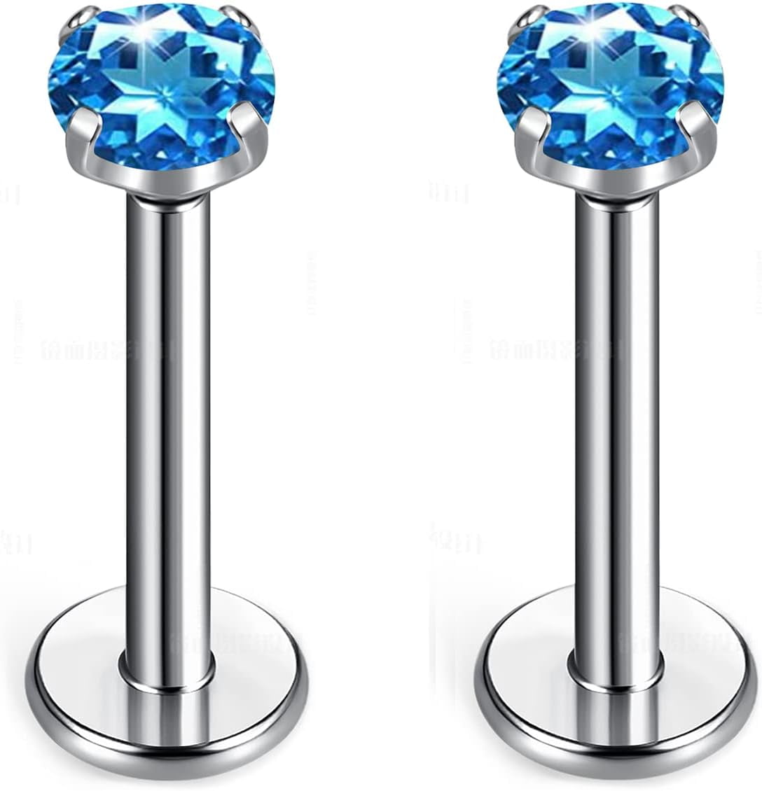 G23 Titanium Labret Studs Threadless 16G Lip Rook Lobe Tragus Helix ...