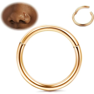 Finrezio G23 Titanium Clicker Nose Rings - 16G & 18G Double Hoop For Septum, Cartilage, Lip Piercing