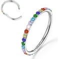 thumbnail image 1 of G23 Titanium Nose Rings Hoops - AB/Rainbow/Clear CZ Nose Piercings 16/18/20G Septum Rings Cartilage Helix Rook Tragus Lobe Daith Earrings Body Jewelry for Women Men 6/7/8/9/10/11/12mm, 1 of 6