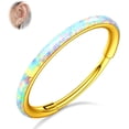 thumbnail image 1 of G23 Titanium Opal Nose Rings Hoops - 16G/18G/20G Hinged Septum Rings Seamless Nose Rings for Women Conch Helix Daith Earrings Piercing Jewelry Purple/Pink/Blue/White Silver/Gold 8mm/10mm, 1 of 8