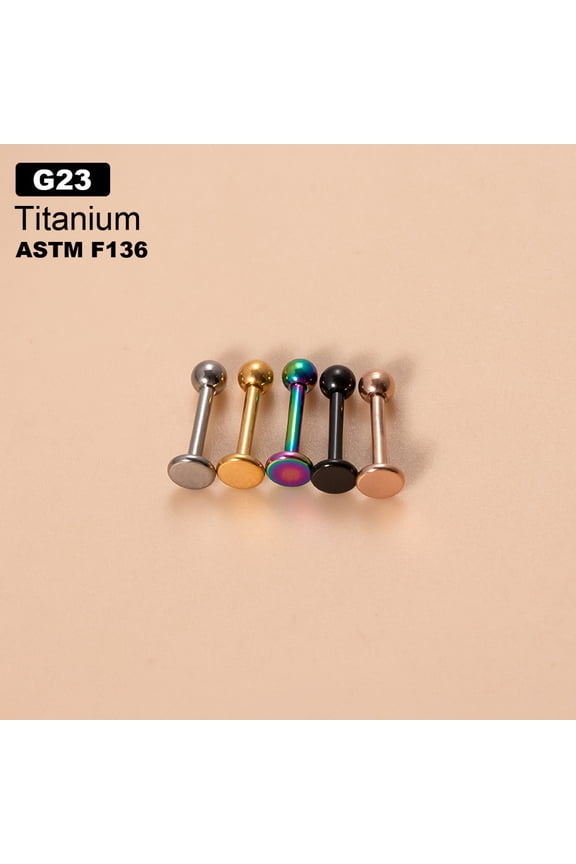 G23 Titanium Round Ball Internally Threaded Labrets Golden 8mm Pin: 1.2mm
