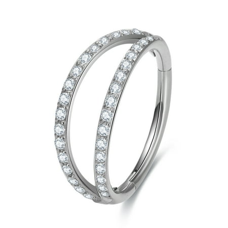 G23 Titanium Septum Clicker Nose Ring,Triple Double Open Stack Hoop Ring,Daith Helix Rook Conch Tragu Cartilage Piercing Jewelry