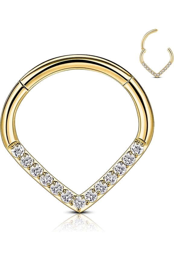 G23 Titanium Septum Rings Teardrop Titanium Cartilage Earring Hoop Titanium Daith Piercing Rings 16G Small Septum Jewelry Hoops Clear CZ Helix Piercing Jewelry