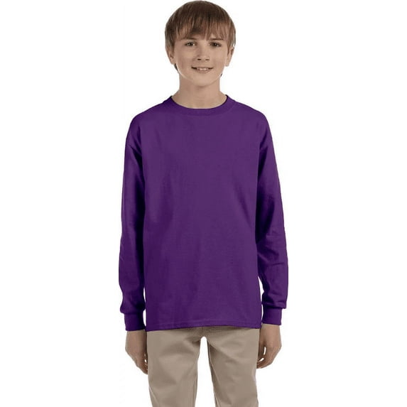 G240B Gildan Youth Ultra Cotton Long-Sleeve T-Shirt Purple XL