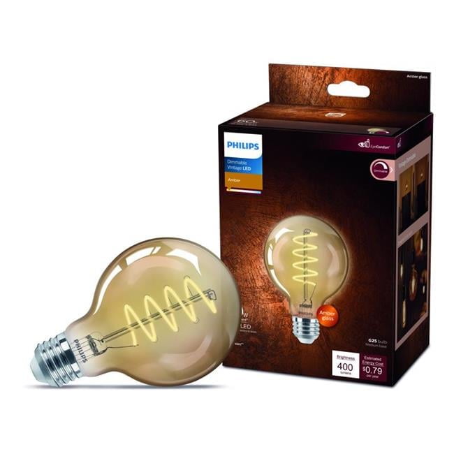 G25 E26 Medium LED Bulb, Amber - 60W Equivalence