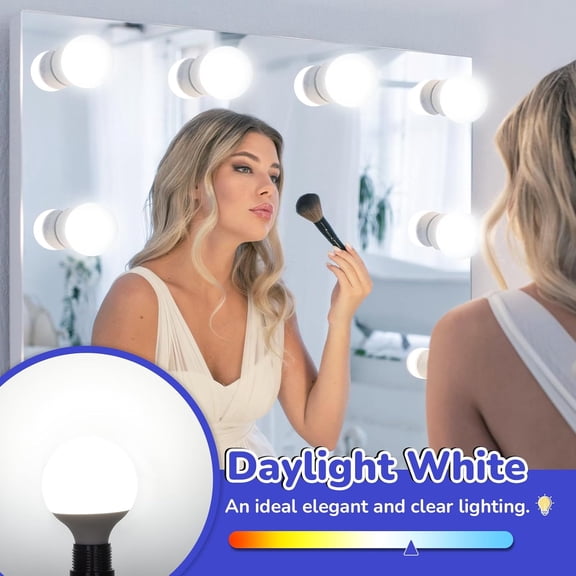G25 LED Globe Light Bulb 60W Equivalent, Daylight White 5000K E26 Vanity Light Bulbs for Bathroom Makeup Mirror, Round Bulb Non-Dimmable 8-Pack