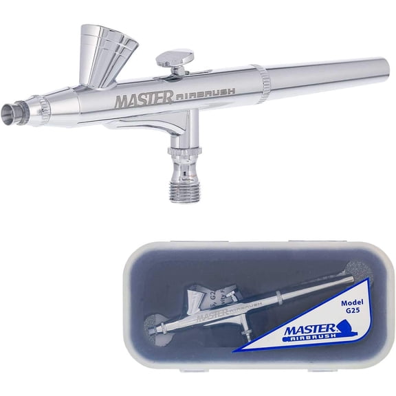 G25 Multi-Purpose Dual-Action Gravity Feed Airbrush Gun Kit with 0.2mm Tip & 1/16 oz Cup for Aerografo Illustration, Nail Art, Model Painting & Cake Decorating