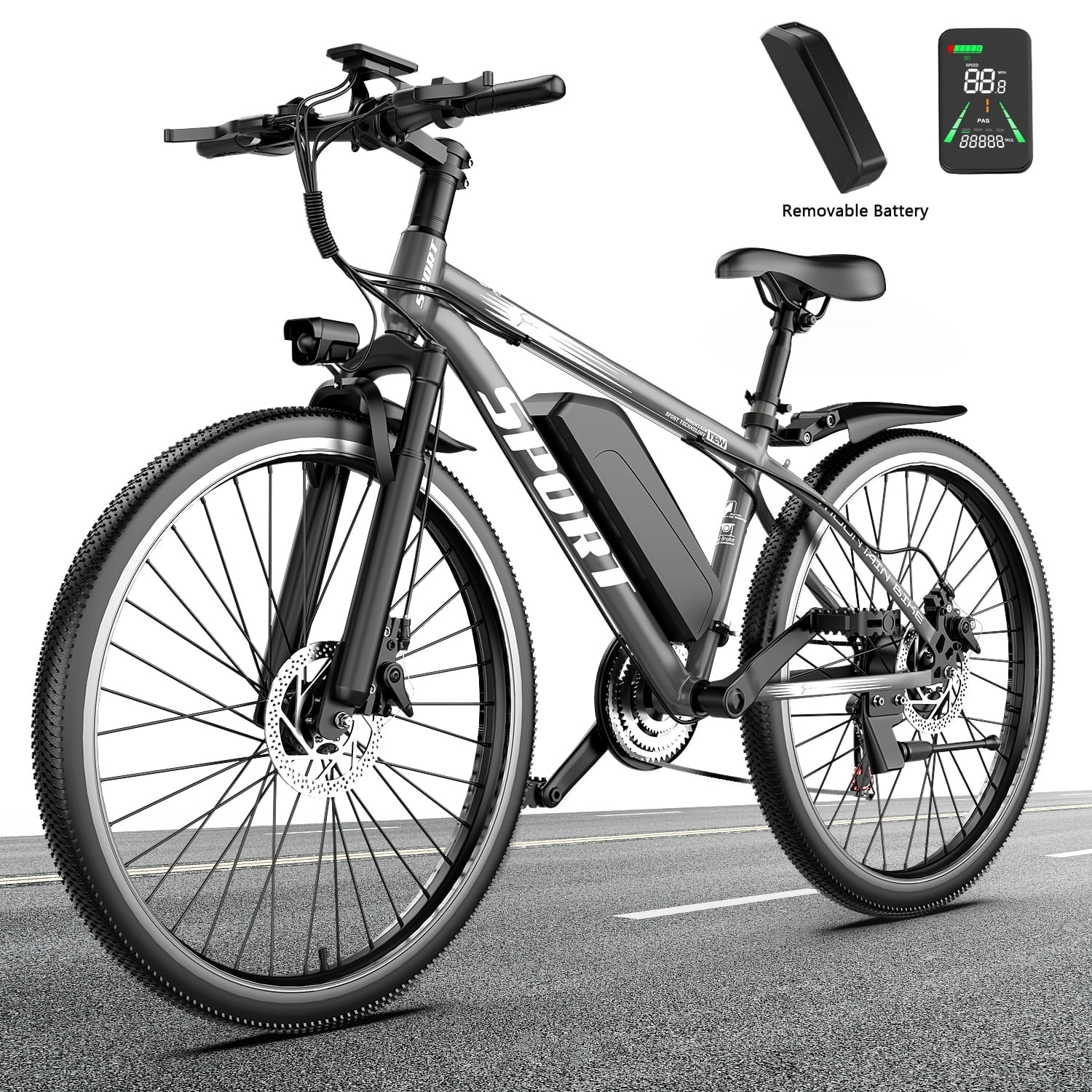 G26Electric Bike for Adults, 26" 65 Miles 20MPH Ebike, 48V Battery Electric Bicycle for Adults 7 Speed Electric Bicycles Front Fork Suspension,UL2849,Ages 16+