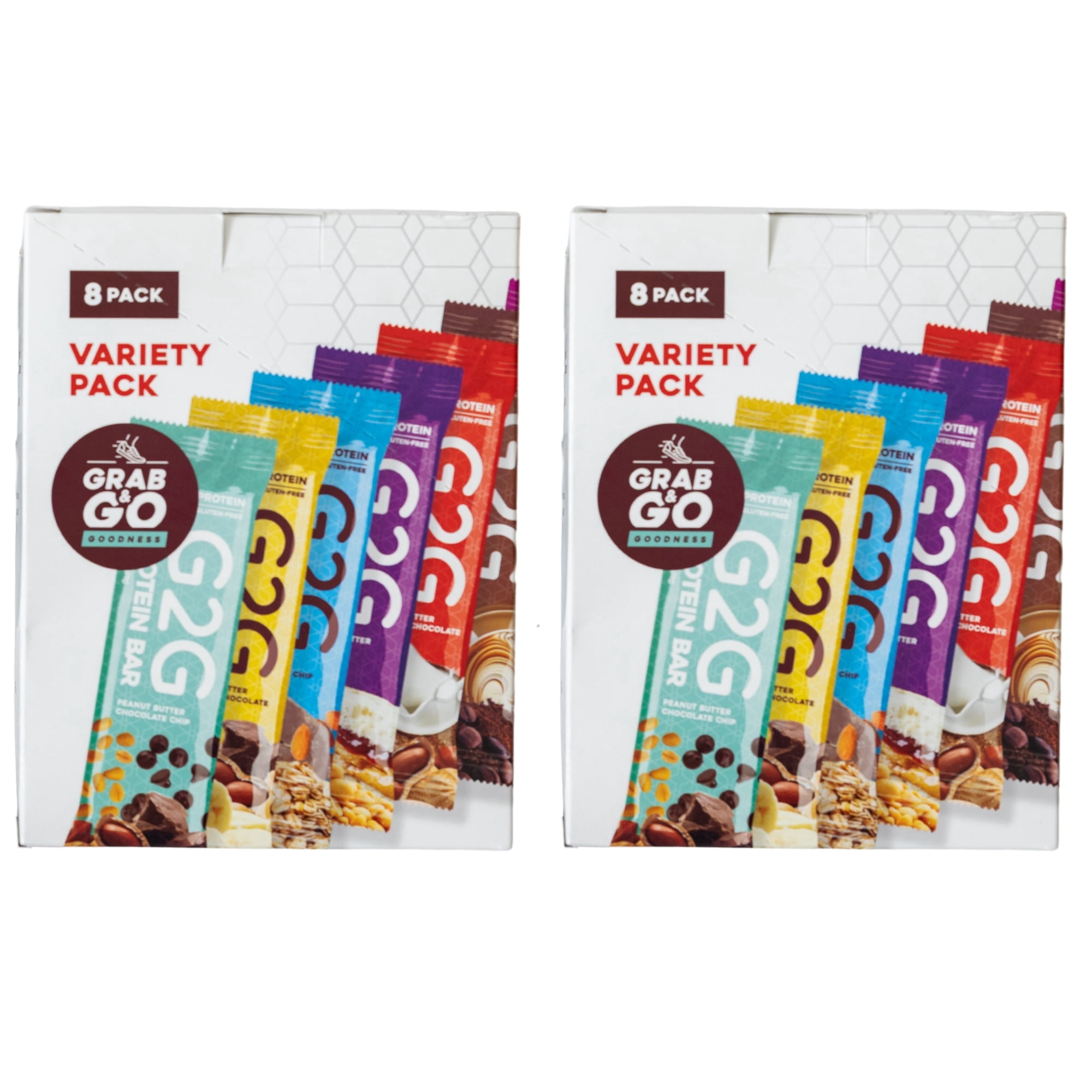 G2G Protein Bar, 8 Flavor Variety Pack, Gluten-Free, Clean Ingredients, Refrigerated for Freshness, 16 Bars (2 Packs of 8)