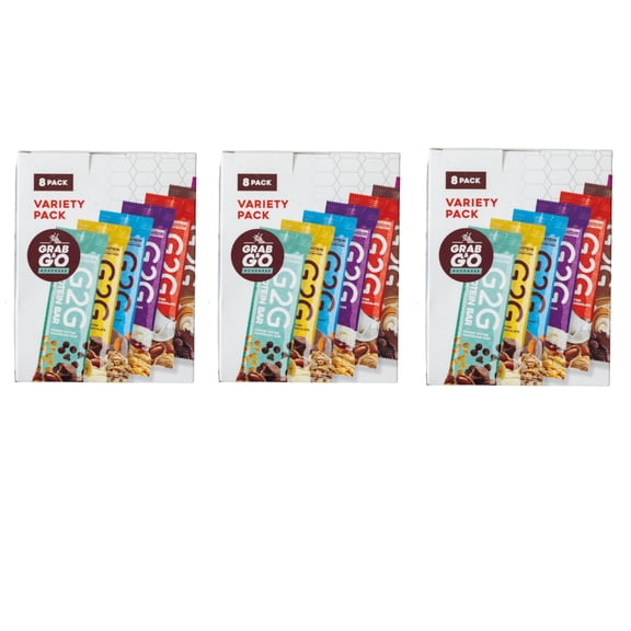 G2G Protein Bar, 8 Flavor Variety Pack, Gluten-Free, Clean Ingredients, Refrigerated for Freshness, 24 Bars (3 Packs of 8)