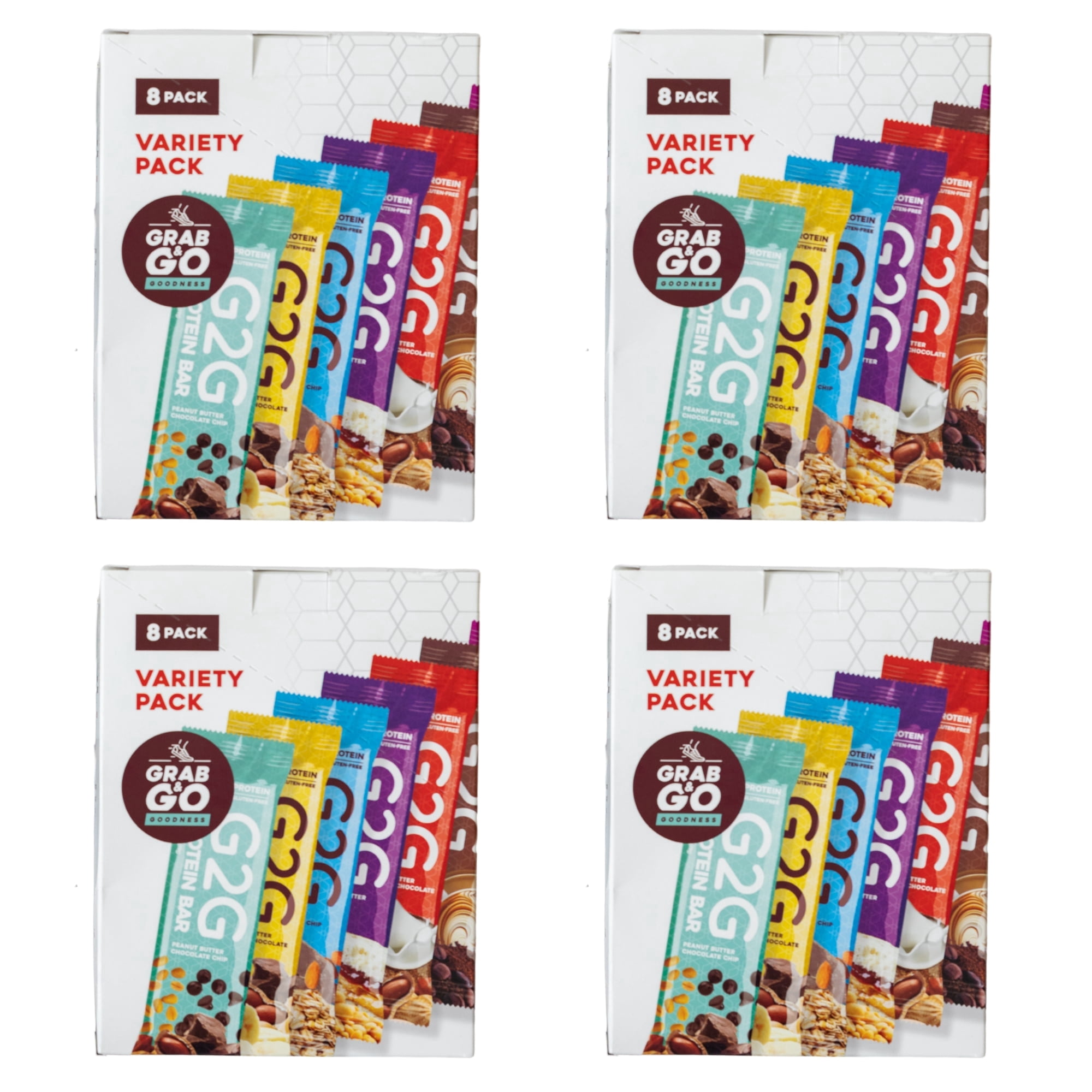 G2G Protein Bar, 8 Flavor Variety Pack, Gluten-Free, Clean Ingredients, Refrigerated for Freshness, 32 Bars (4 Packs of 8)