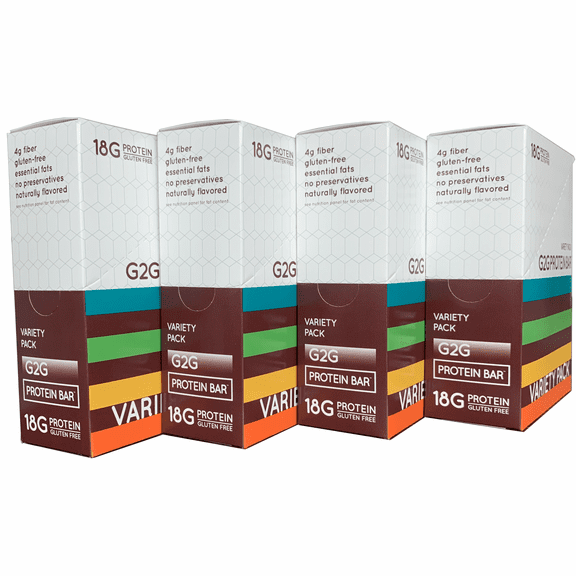 G2G Protein Bar, 8 Flavor Variety Pack, Gluten-Free, Clean Ingredients, Refrigerated for Freshness, 32 Bars (4 Packs of 8)