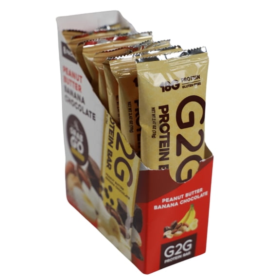 G2G Protein Bar, Peanut Butter Banana Chocolate, Gluten-Free, Clean Ingredients, Refrigerated for Freshness, 8 Bars (Pack of 8)