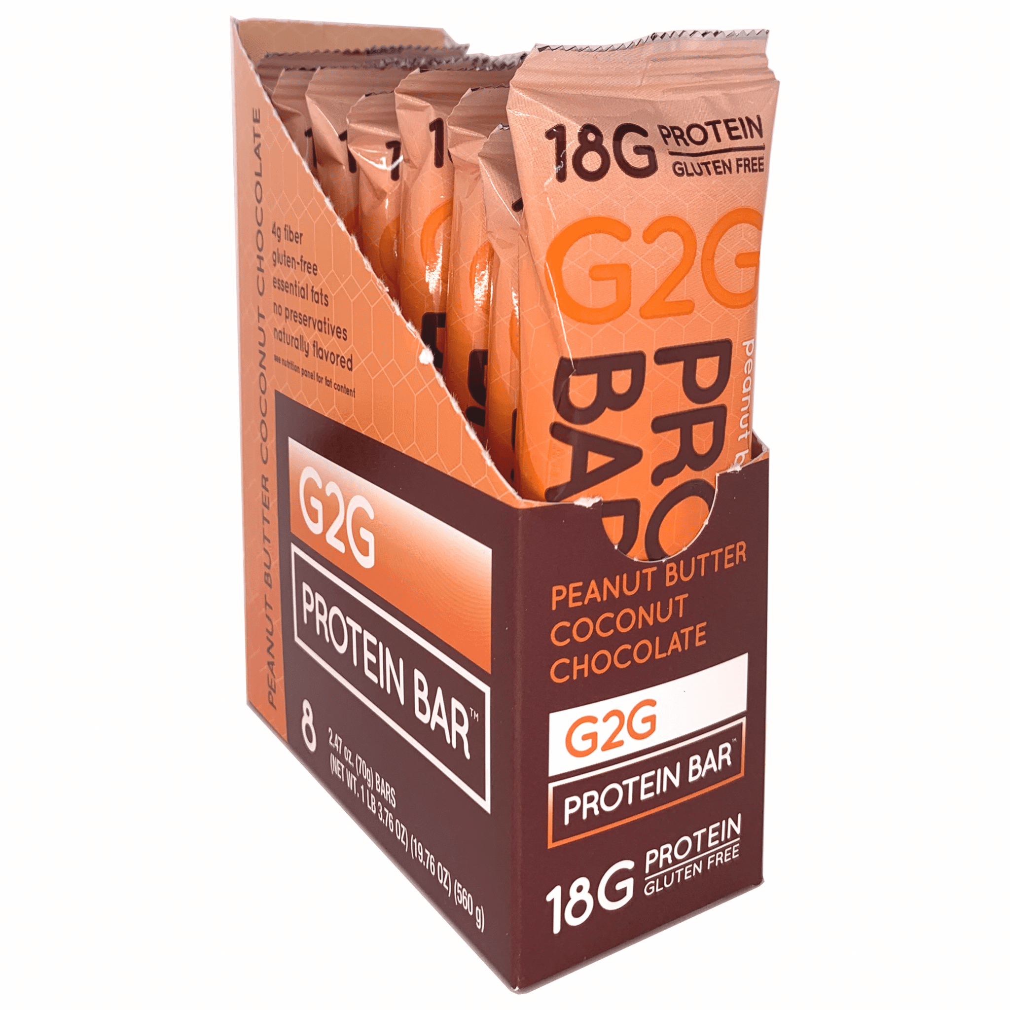 G2G Protein Bar, Peanut Butter Coconut, Gluten-Free, Clean Ingredients, Refrigerated for Freshness, (Pack of 8)