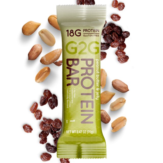 G2G Protein Bar, Peanut Butter & Jelly, GlutenFree, Clean Ingredients, Refrigerated for