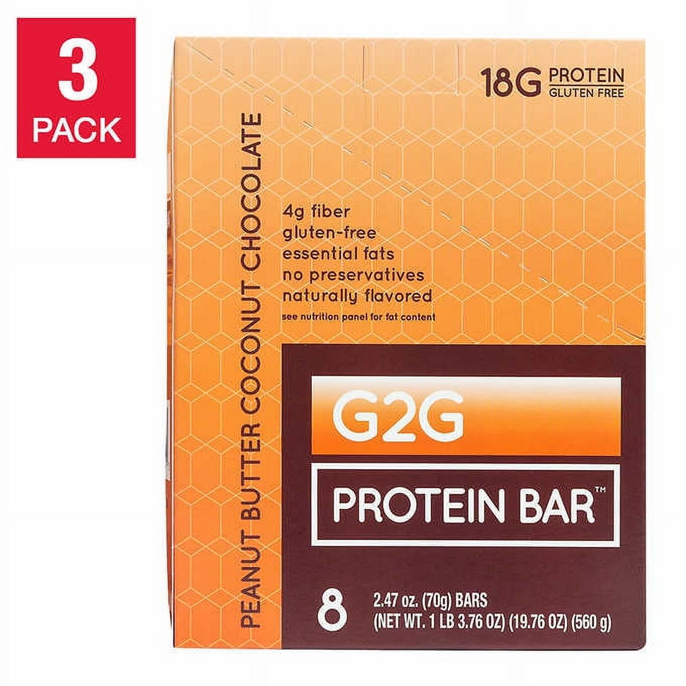 G2g 3Pack Peanut Butter Coconut Chocolate Protein Bars 24Count
