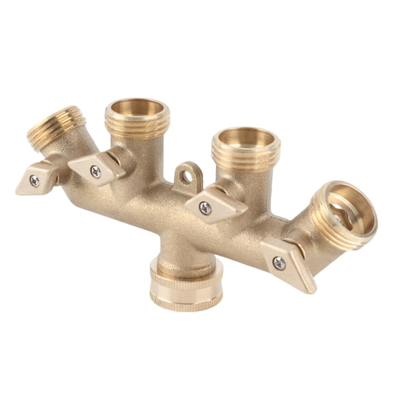 G3/4 Brass 4-Way Garden Hose Splitter Ball Valve Adapter With 360 Rotation