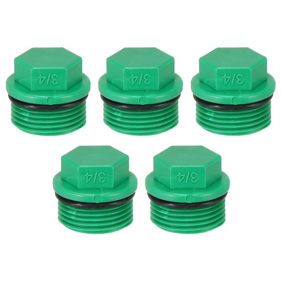 G3/4" Outer Hex Male Thread PPR Pipe Fitting End Cap, Tubing Stopper for Preventing Leakage, Green 5Pcs