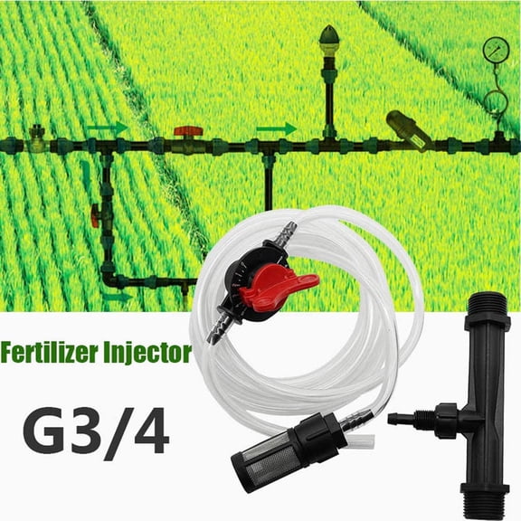 G3/4 Venturi Fertilizer Injector Kit with Filter and Tubing, Garden Irrigation Dosing System for Drip Irrigation, Hydroponics, and Agriculture