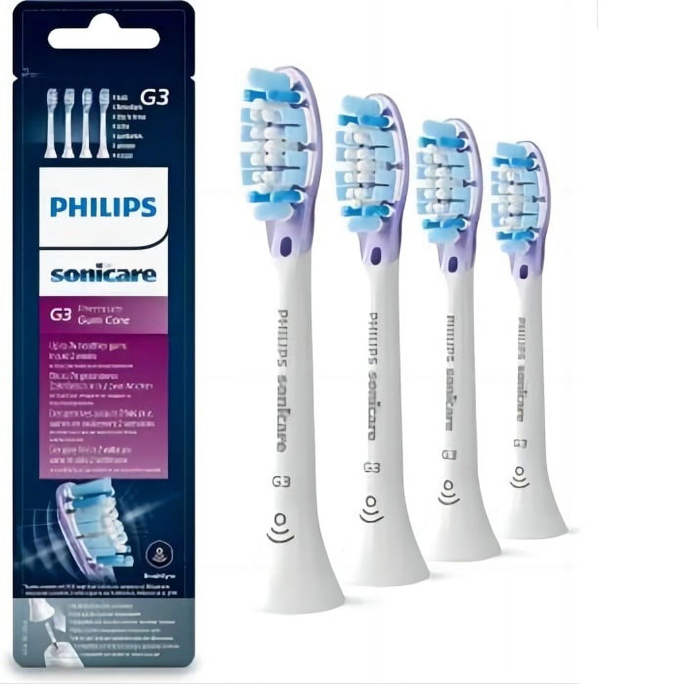 G3 Premium Gum Care Replacement Toothbrush Heads Compatible with Philips Sonicare ProtectiveClean Electric Toothbrush4 Brush Heads, White, HX9054