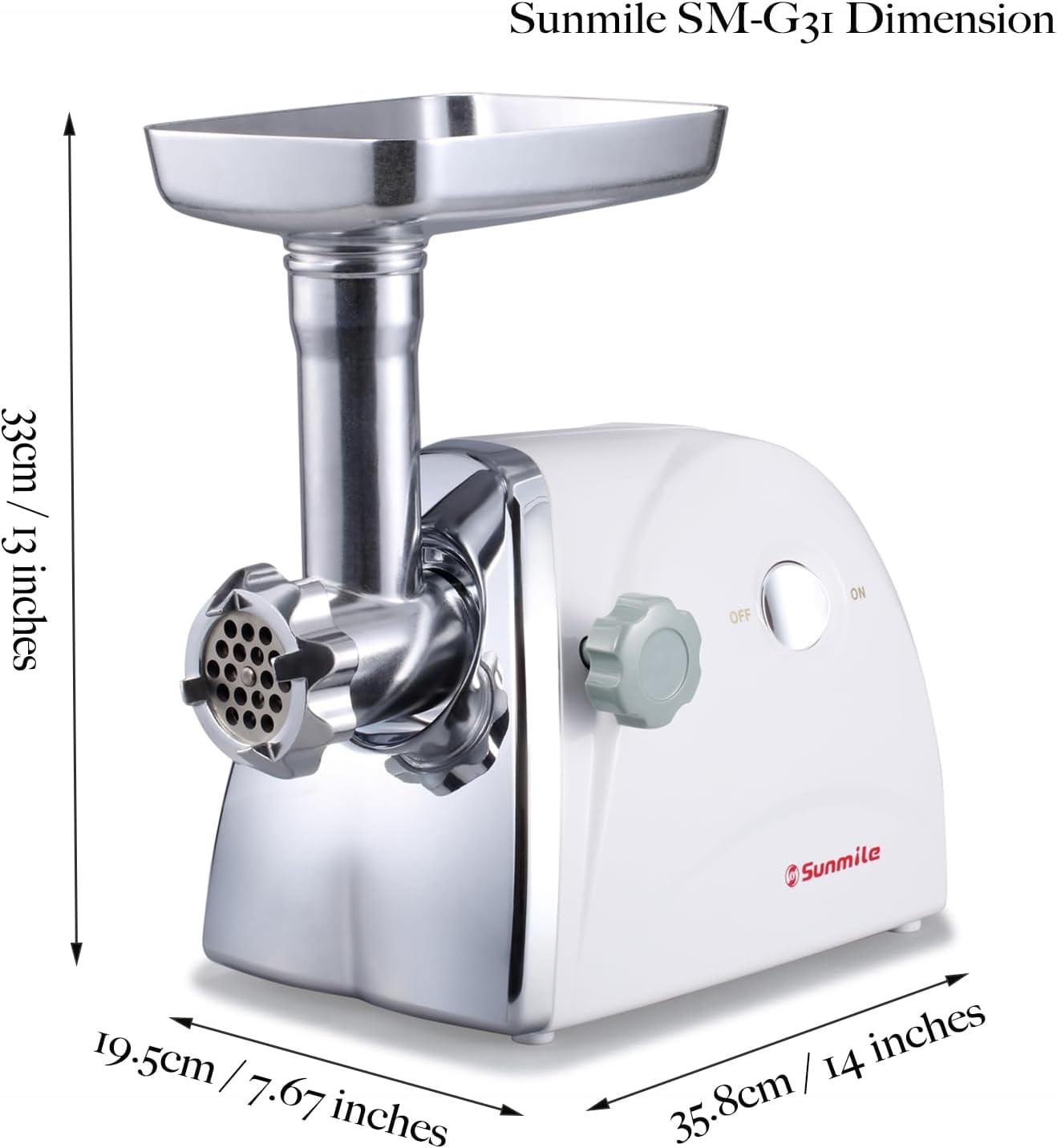-G31 Electric Meat Grinder - 800W  Power Stainless Steel Sausage Maker with 3 Plates