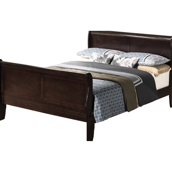 G3125a-fb Bed, Cappuccino Panel And Wood Trim, Beige, Different Size Availability G3125a-fb, Suitable For Mattress Sizes