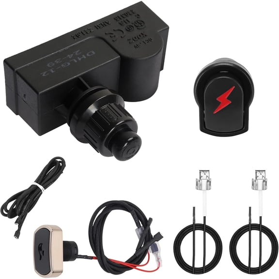 G350-0017-W1 2-Outlets Grill Igniters for Charbroil Electronic Ignition Module Replacement Kit w/Wires and 2 Push Buttons for Charbroil Surefire Ignition Systems