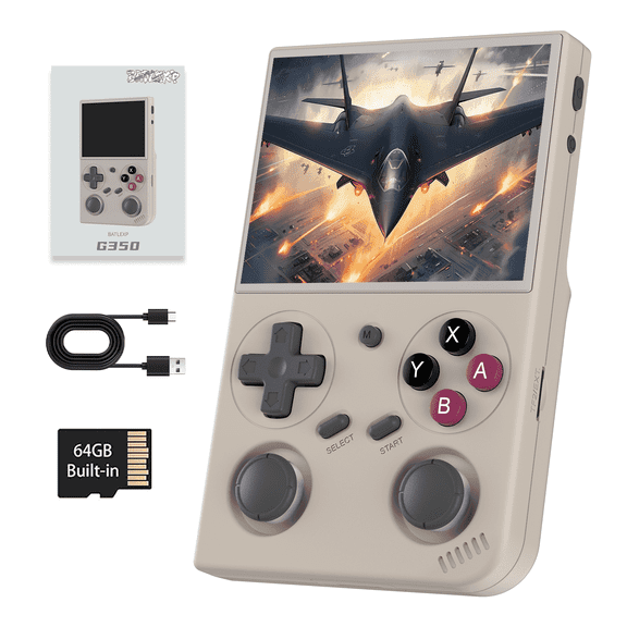 G350 Handheld Game Console 3.5'' IPS Screen Linux System RK3326 Portable Console with 3200mAh Battery Gray