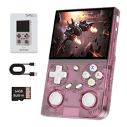 G350 Handheld Game Console 3.5 IPS Screen Linux System RK3326 Portable Console with 3200mAh Battery, Pink