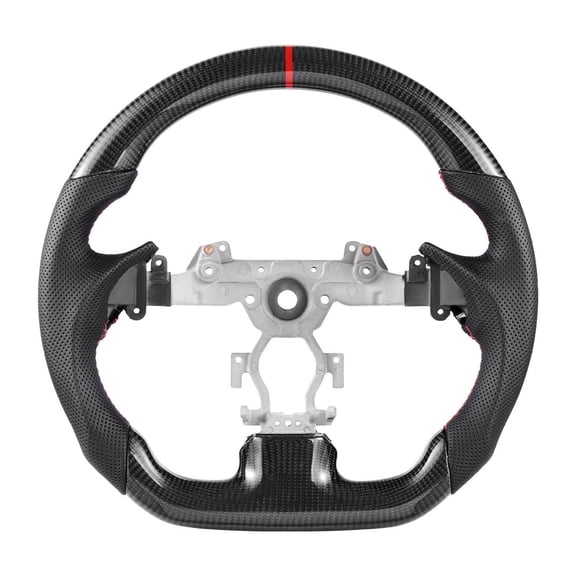 G37 Steering Wheel 2007-2013, Carbon Fiber D-Shaped Flat-Bottom, Leather Grip