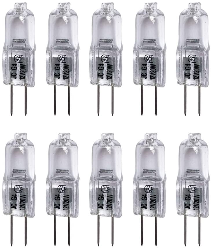 G4 12V 20W Bulb JC Type Bi-Pin Light,Clear, Bi-pin Base Lamp(20W 10Pack ...