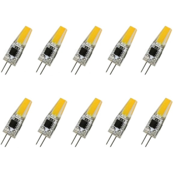 G4 2W LED COB 1505 110V Light Bulb 250lm 360 Beam Angle Waterproof Halogen G4 20W Bi-Pin Base Led Replacement White 6000K (10-Pack)