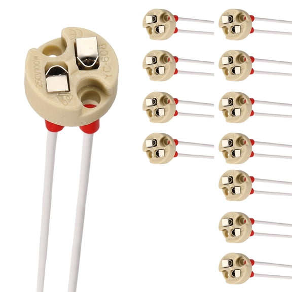 G4 Bi-Pin Ceramic Lamp Socket 12 Pcs- Ceramic Bulb Holder 4" Heat Resistant 250V 100W Light Socket Holder Replacement for G4 GU5.3 LED Halogen CFL Dimmable Light Bulbs, Beige